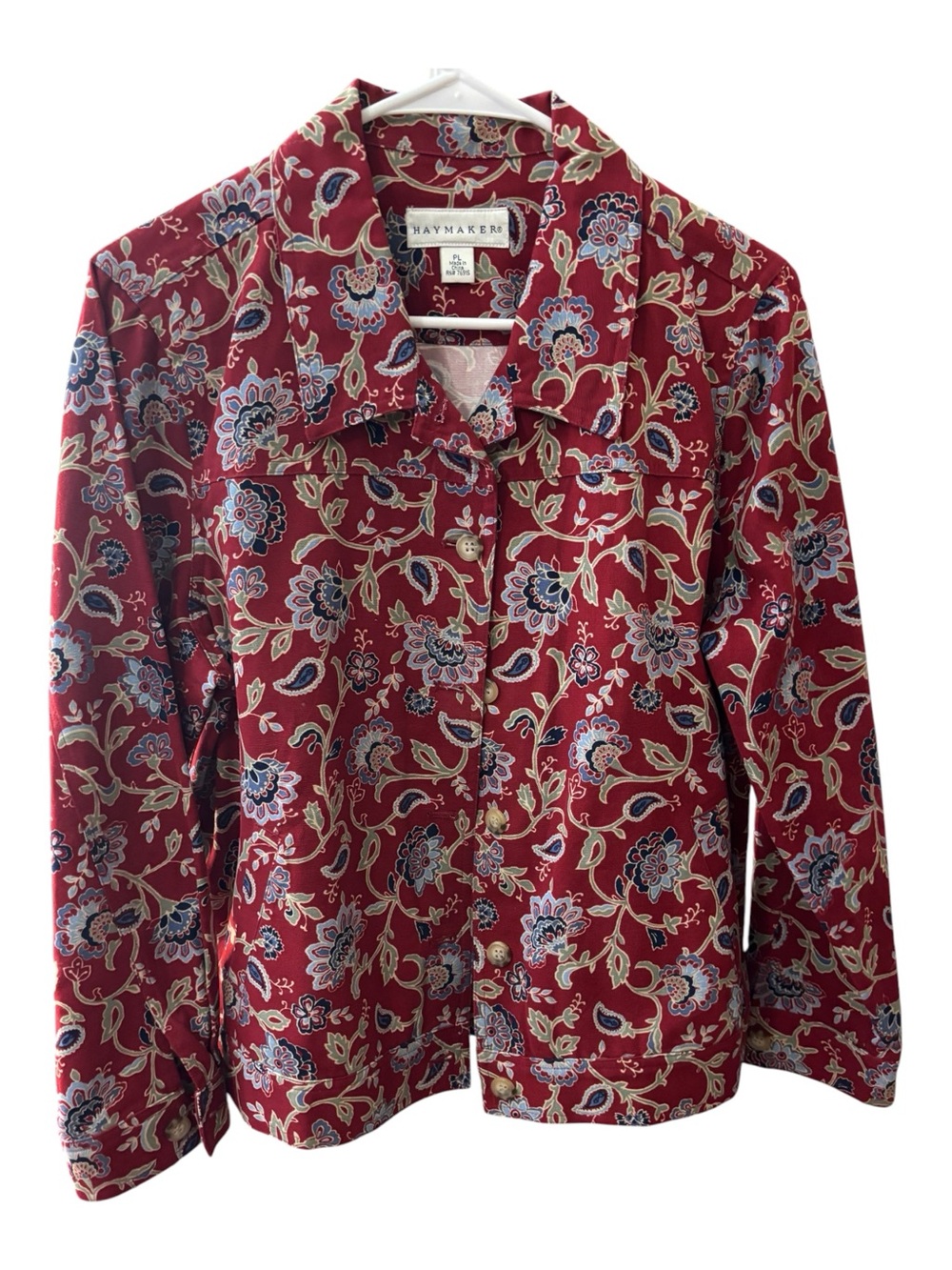 Vintage Haymaker 100% Cotton Floral Button Front Jacket | Made in USA | Small